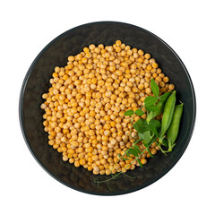 Dry Yellow Peas Isolated, Whole Pea Pile, Raw Legume, Dry Yellow Peas on White Background
