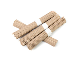 Dry Soba Bundle Isolated, Raw Buckwheat Noodles, Uncooked Buck Wheat Pasta, Soba Spaghetti