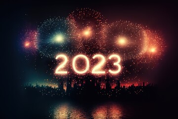 New Year 2023 Fireworks Display stock illustration 2023, New Year, New Year's Eve, New Year's Day