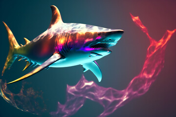 Creative abstract Dangerous Shark.  Image created with Generative AI technology.