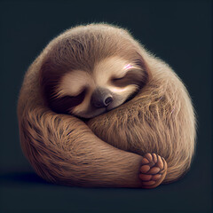 Small cute sleeping sloth, sleeping animal, generative ai