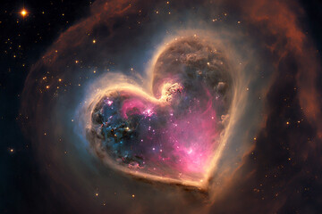 Heart shaped nebula. Heart galaxy. Astrological symbol of love