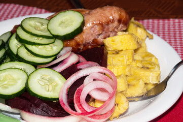 meal consisting of different vegetables of different colors