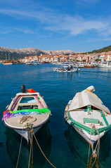 Obraz premium fishing boot in the harbor,baska,island krk,croatia, 