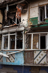 Buildings damaged by Russian bombardments.