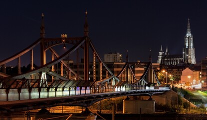 City chain bridge at night