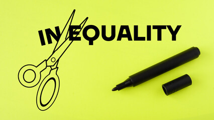 Scissors cut the word Equality from inequality.