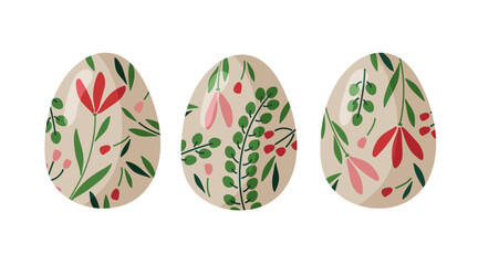 Easter decorated Eggs. Easter eggs with natural decor sketch vector illustration for card, home decor, shirt design, invitations for Easter holiday. Easter collection with different texture.