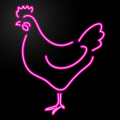 hen neon sign, modern glowing banner design, colorful modern design trends on black background. Vector illustration.