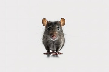 Small Rat Looking At You Isolated On Center Of White Background Generative AI