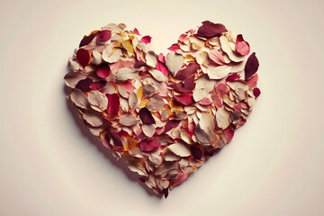 Fototapeta na wymiar Herz aus Rosenblättern zu Valentinstag