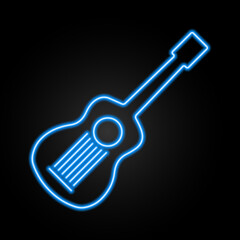 guitar neon sign, modern glowing banner design, colorful modern design trends on black background. Vector illustration.
