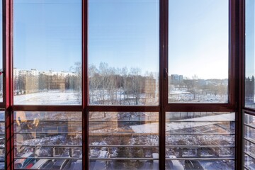 interior decoration of the interior of the balcony of a residential apartment. view from the balcony.