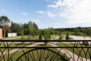 interior decoration of the interior of the balcony of a residential apartment. view from the balcony.