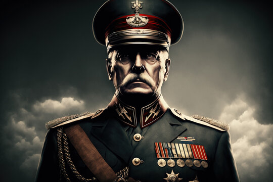 Senior army officer portrait, Generative AI illustration