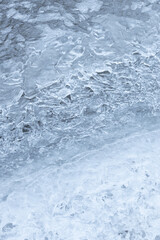 Abstract background of ice texture on a frozen river.