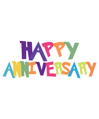 happy anniversary text with colorful letters