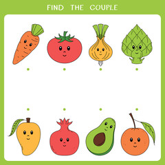 Find the couple. Simple educational game for kids. Vector worksheet