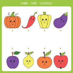 Find the couple. Simple educational game for kids. Vector worksheet