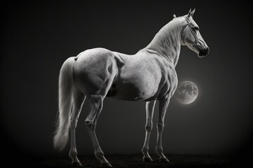 Obraz na płótnie Canvas horse with black isolated background , moon night lunar new year zodiac animal ,ai genrated 