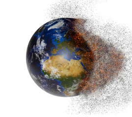 View of planet earth burning in space 3D rendering elements of t