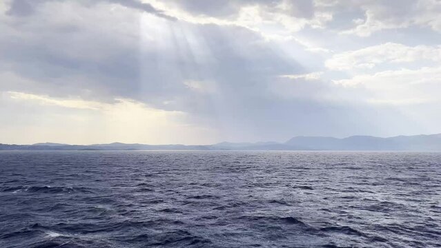 The strong wind on the Mediterranean Sea