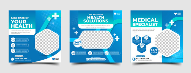 Modern health care and medical social media post template design collection