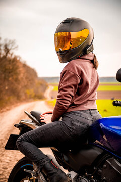 Biker female chilling from a long ride