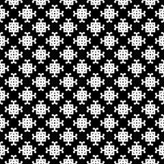 Black and white seamless abstract pattern. Background and backdrop. Grayscale ornamental design. Mosaic ornaments. Vector graphic illustration. EPS10.