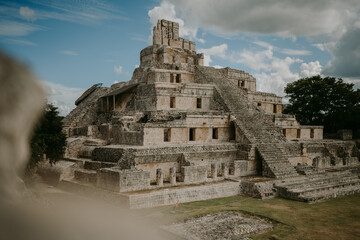 Etzná mayan ruin in Campeche, Yucatán Mexico. Popular tourist attraction/destination