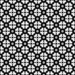 Black and white seamless abstract pattern. Background and backdrop. Grayscale ornamental design. Mosaic ornaments. Vector graphic illustration. EPS10.