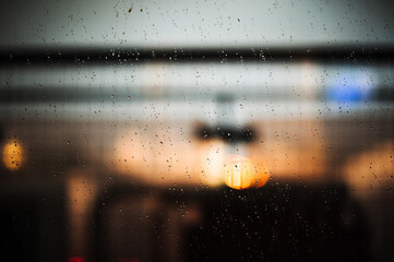 Lights Bokeh with rain drops