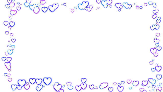 png image of a frame formed by blue hearts