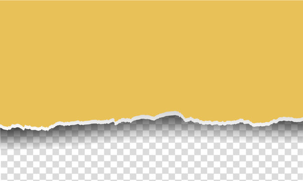 Realistic Yellow Ripped Paper With Transparent background