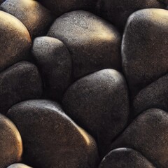 Seamless Texture Dark Gray Smooth Stones [AI Generated]