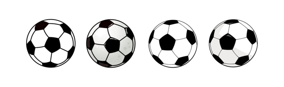 set of soccer balls isolated on white, foot ball	