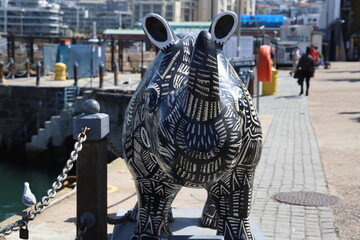 Fototapeta na wymiar Rhino Art at V&A Waterfront in Cape Town, South Africa