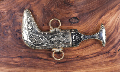 arabic dagger on wooden background