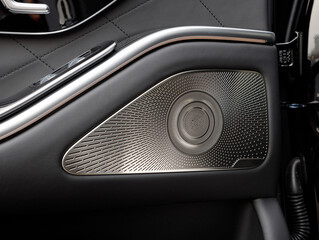 premium music system in a luxury car with multiple speakers