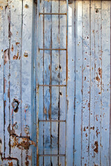 Wooden slat texture of abandoned train car. Brazil