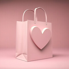 A shopping bag with small heart. Generative ai - obrazy, fototapety, plakaty