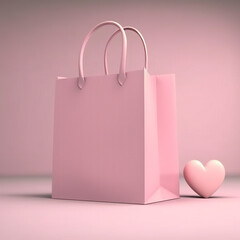 A shopping bag with small heart. Generative ai - obrazy, fototapety, plakaty