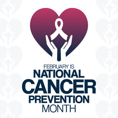 February is National Cancer Prevention Month. Vector illustration. Holiday poster.