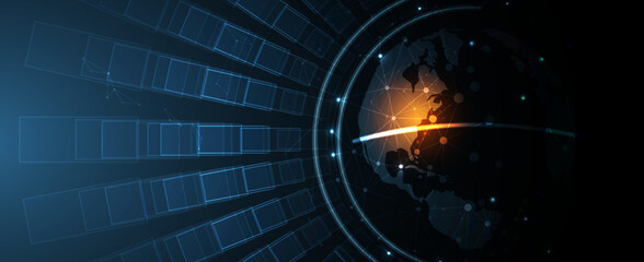 Technology data background, idea of global business solution