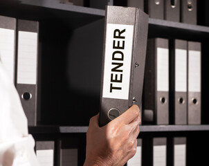 Business tender word, concept. Supply management