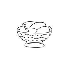 Date fruit inside the eastern bowl doodle illustration in vector. Islamic concept hand drawn illustration with date fruits inside of the bowl