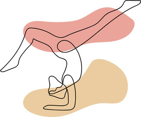 continuous line drawing of women fitness yoga concept. vector health illustration.