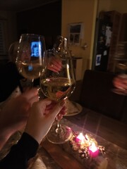 couple celebrating with champagne