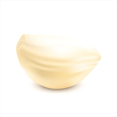 Organic food,  fresh plant. Photo realistic garlic with peeled cloves. 3d realistic vector illustration isolated on white background.