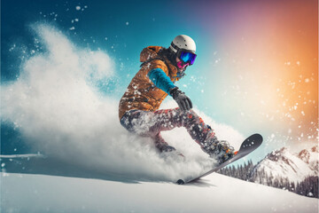 Fototapeta na wymiar Snowboarder woman. Extreme Sport. Generative AI